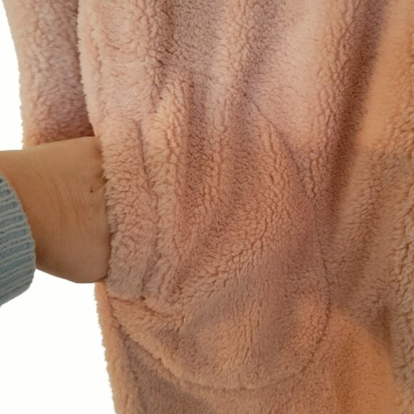 - BP Teddy bear hooded long zipper Light jacket pocket, blush pink NWOT - Picture 4 of 8